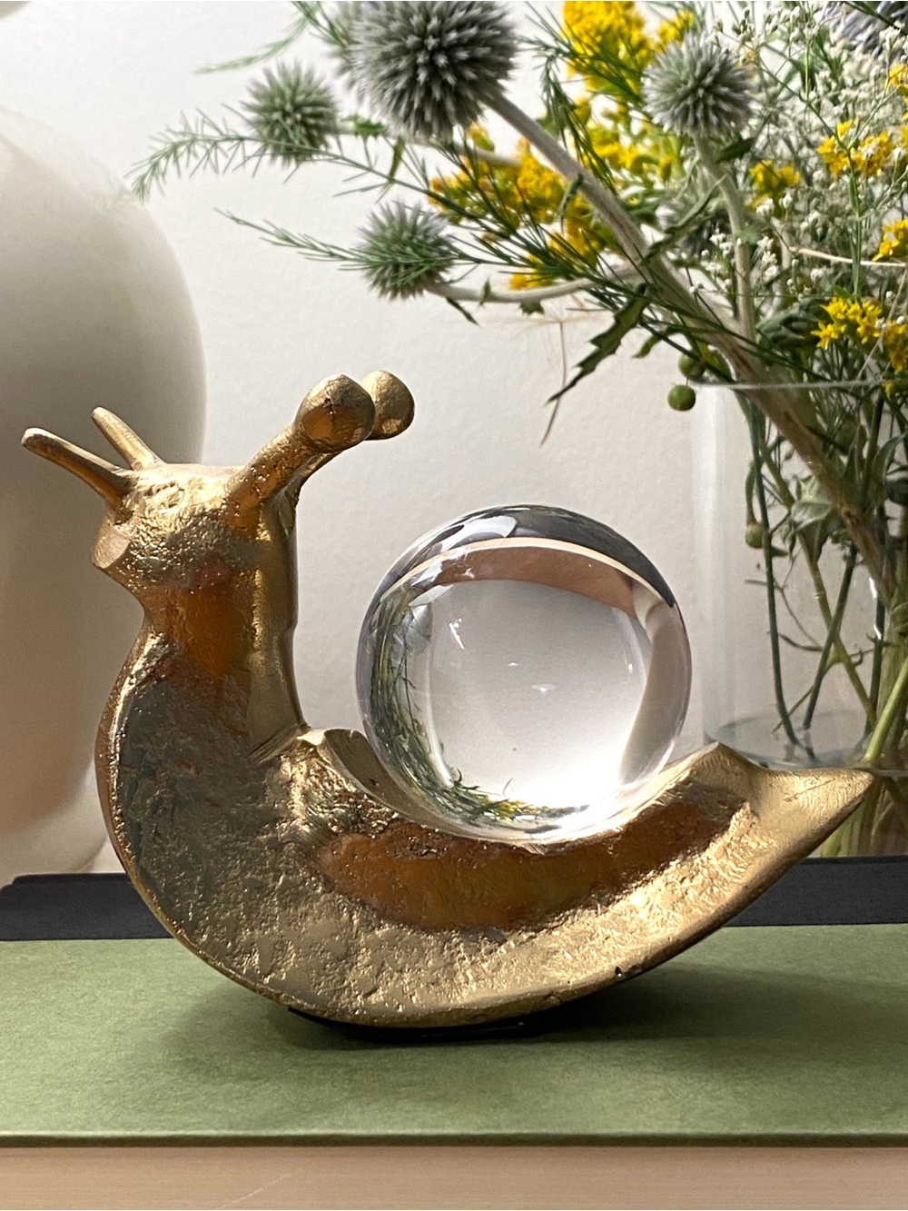 Luna & Lily NWT Gold Snail Orb Decorative Object Brass Paperweight Whimsical